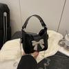 Handbag Bow Buckle PU Bag Pu Leather Women's Shoulder Bag Casual Silver Bucket Bag  Women