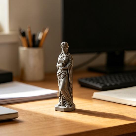 3D Printed Goddess Figurine Greek Mythology Holding Book Sculpture for Living Room Home Desk Shelf Decor