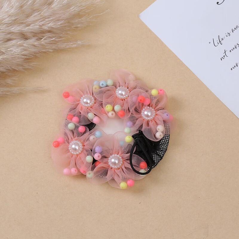 Children's Pearl Flower Hair Net for Buns