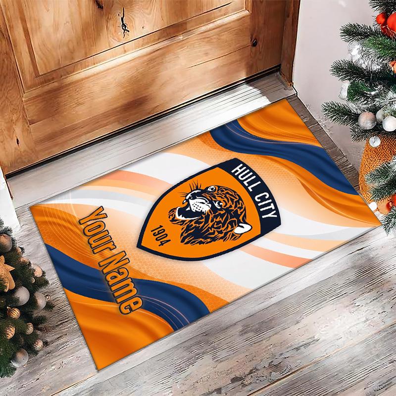 Hull FC Crystal Velvet Rug, Custom Name Text Personalized Non‑Slip Floor Mat for Home Decor Gift
