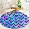 Crystal Velvet carpet2D Flat Print Not 3D Doormat 1pc Mermaid Scale Round Mat- Non-Slip Crystal Velvet Area Mat, Vibrant Purple,