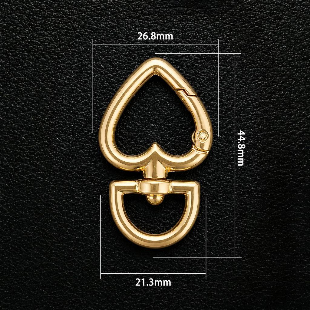 Versatile White Heart Zinc Alloy Keychain Connector with Irregular Shape and Spring Clasp