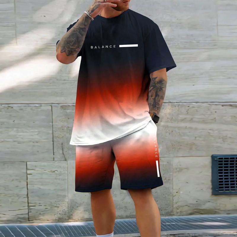 

Комплект мужских футболок! Материал из полиэфирного волокна, 3D-печать, постепенное изменение, многосценарная адаптация, суперуниверсальный L