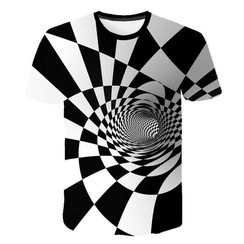 Summer Round Neck 3D Creative Vision Print Top Fashionable Casual Short Sleeved Men's T-shirts