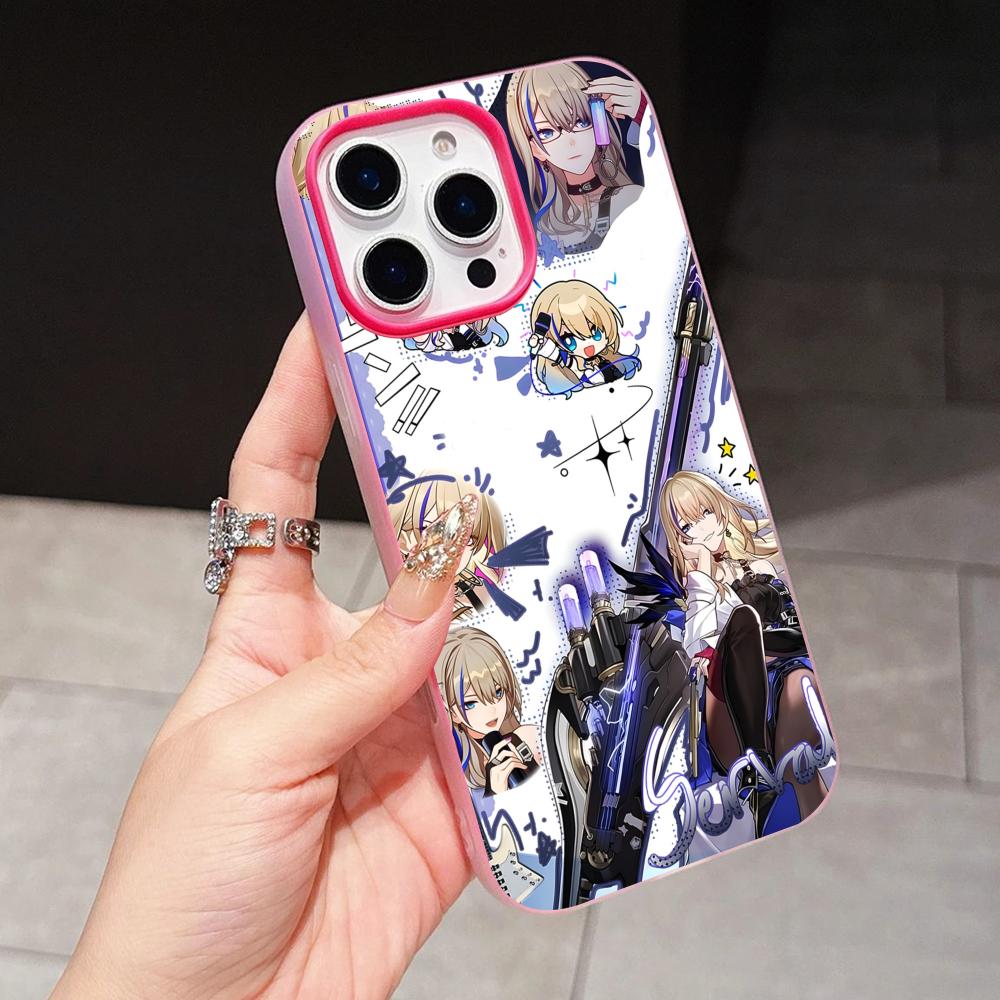 HSR Serval Jelly Double layer Rose Red Mobile Phone Case for iPhone 17 16 15 14 13 12 11 Air Pro Max Plus Protective