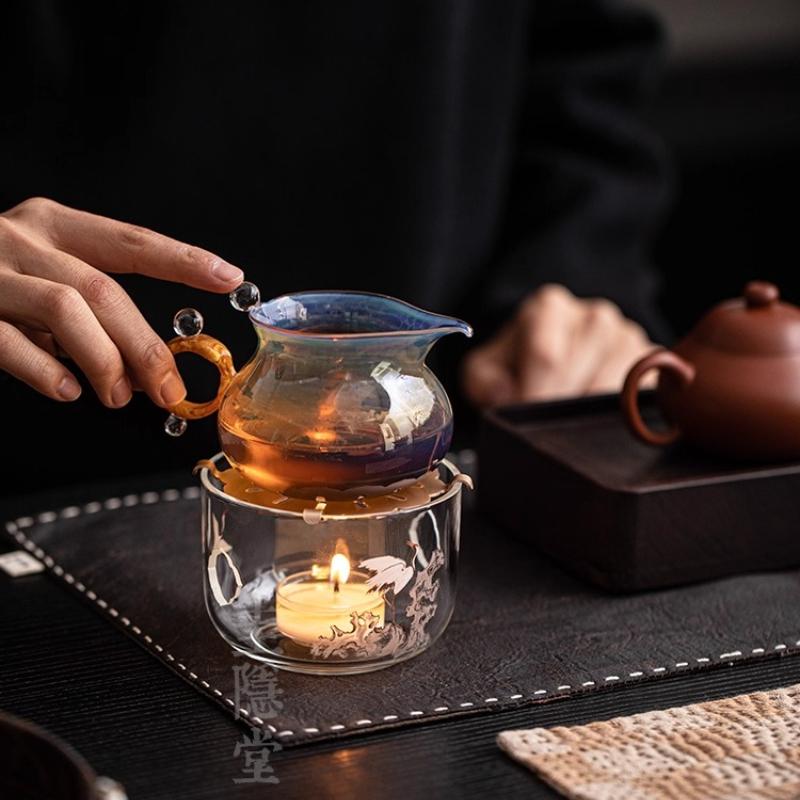 Heat-resistant glass candle base heating tea stove new Chinese style household tea art insulation tea stove