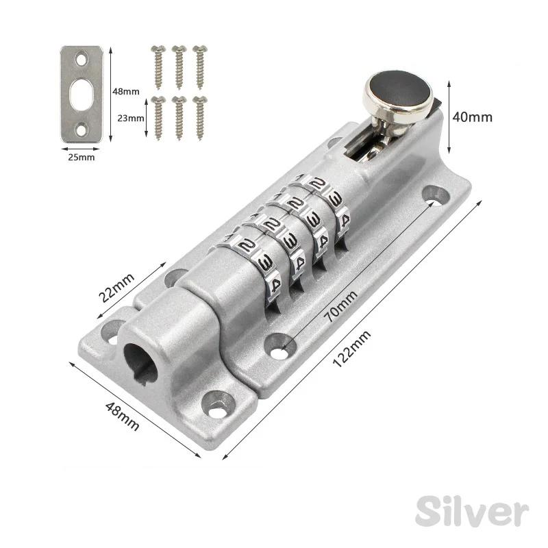Neues 4-stelliges Kombinations-Schieberiegel-Torschloss Combi-Bolt Riegel Diebstahlsichere Passwortschlösser Mechanischer Digitalcode-Verriegelungsriegel
