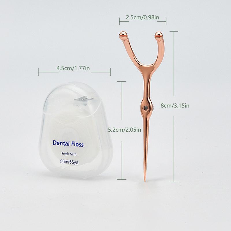 Edelstahl Zahnstocher Zahnseide Wiederverwendbar Für Y-förmigen Flossing-Halter Set Tragbar Umweltfreundliche Zahnreinigungswerkzeuge