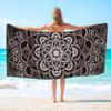 Boho Mandala Beach Towel Microfiber Oversized Lightweight Beach Towel Sandproof Quick Dry Black Flower Towels Swim Pool Beach