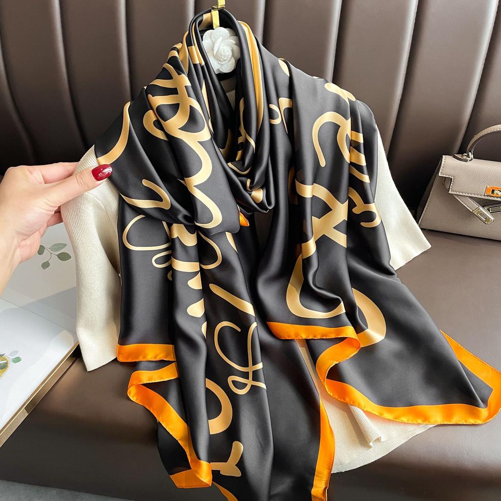 Spring and autumn sarong Li Jin satin thin section printing scarf female new Korean version of the hundred simulation silk shawl long scarf