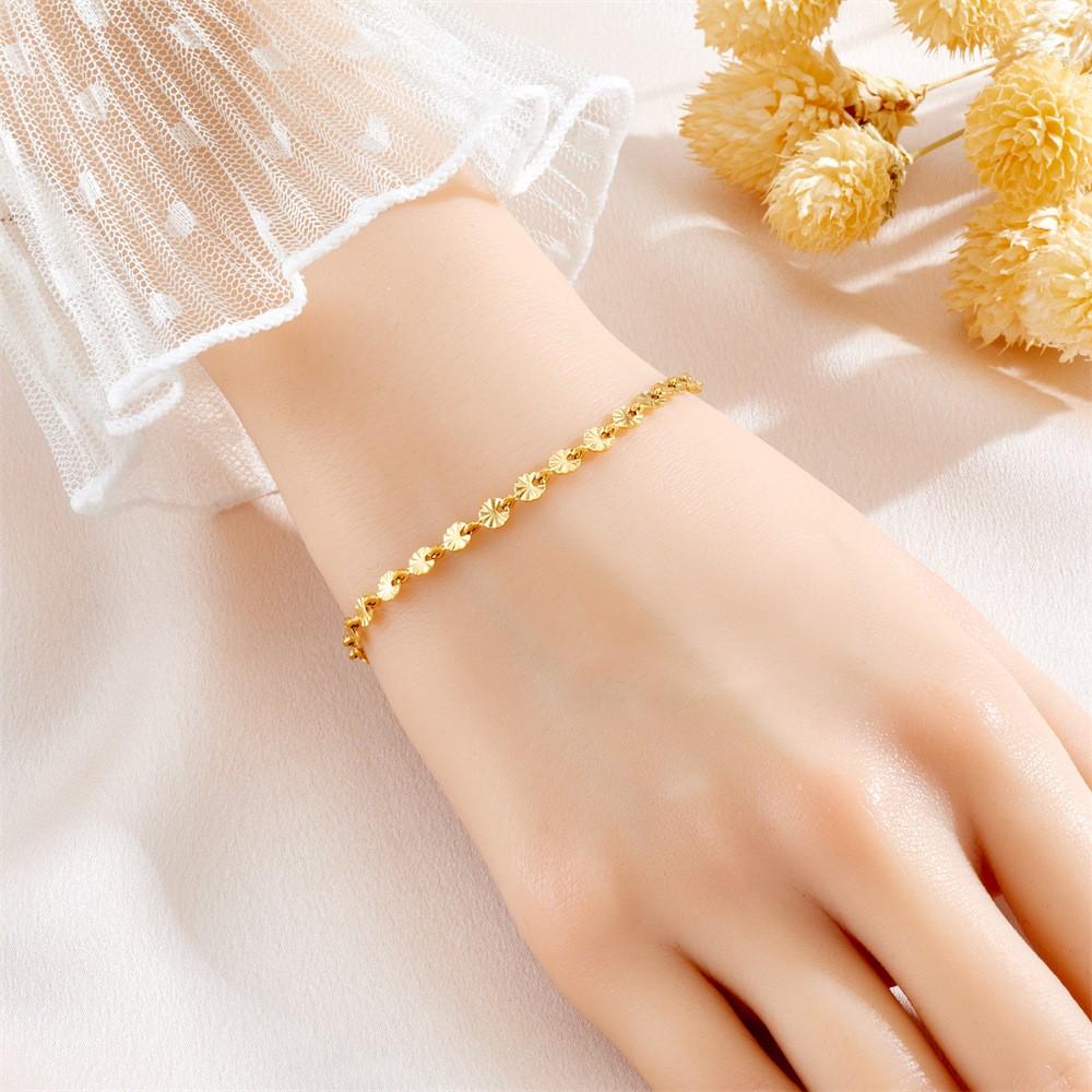 Floral Flower Stainless Steel for Bracelet Sunlight Circle Embossed Dainty Dainty Fashion Chain Link for Bracelet