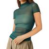 Women's Solid Color  Mesh Short Sleeved Half High Neck Base Small Shirt Top Small Shirt Top
