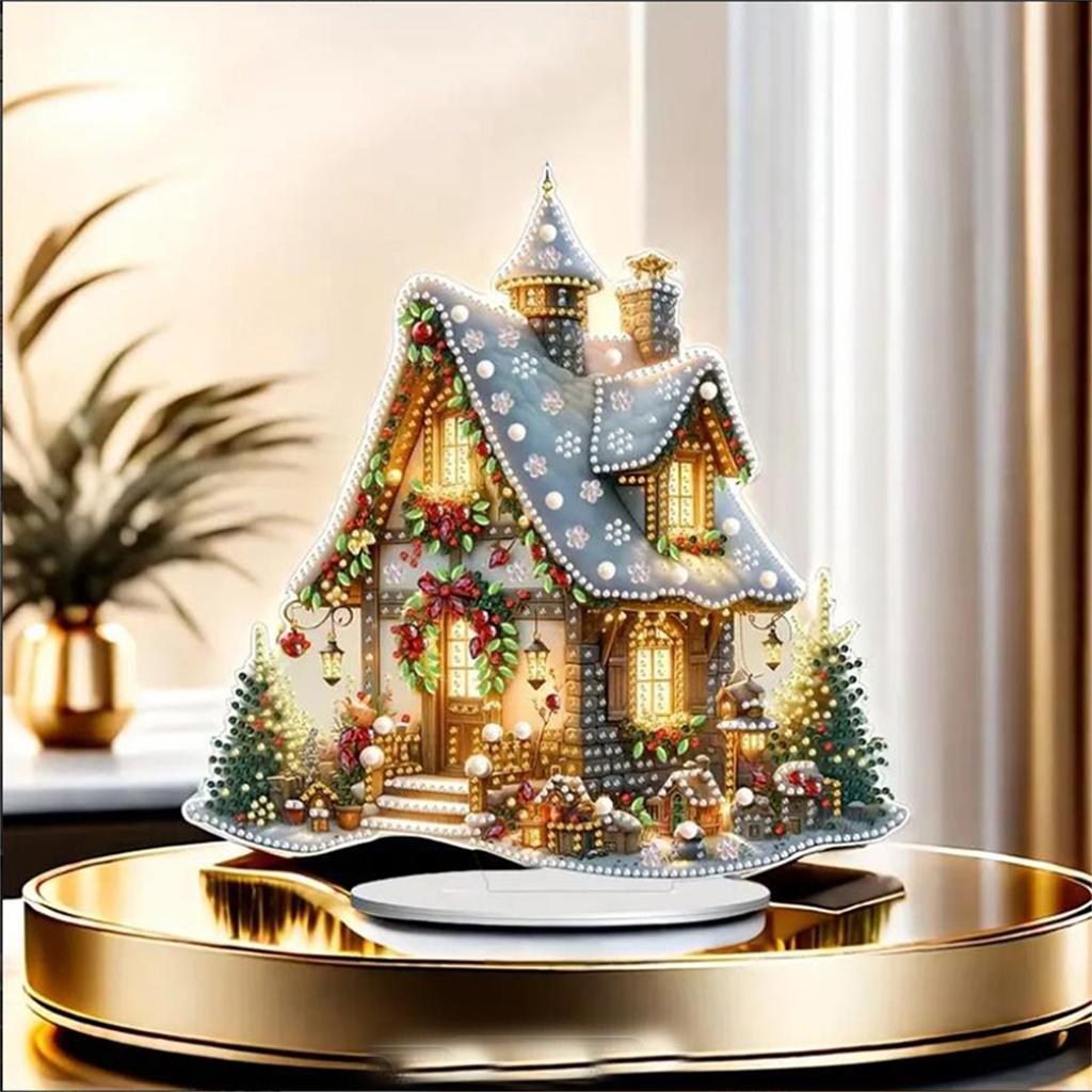 Christmas Village House Desktop Ornament Cute Christmas Figures Buildings Landscape Decor