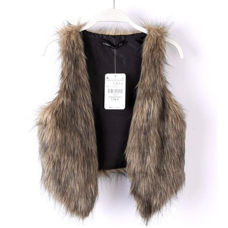 Faux Fur Vests Sleeveless Women's Winter Coats Jackets Short Warm Vest Waistcoat Cardigan Veste Outerwear Colete Feminino Coat