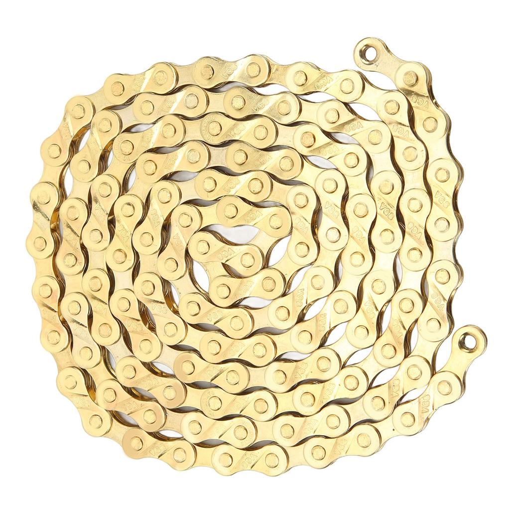 8 Speed Bike Chain 116 Links Mountain Road Bike Chain Bike Replacement Chain Gold Flatbed