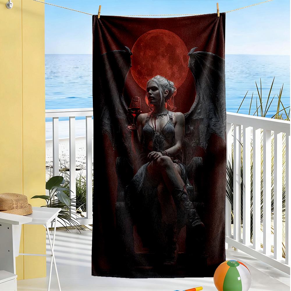 Gothic Style Beach Towel Quick-Dry Soft Microfiber Comfortable Lightweight