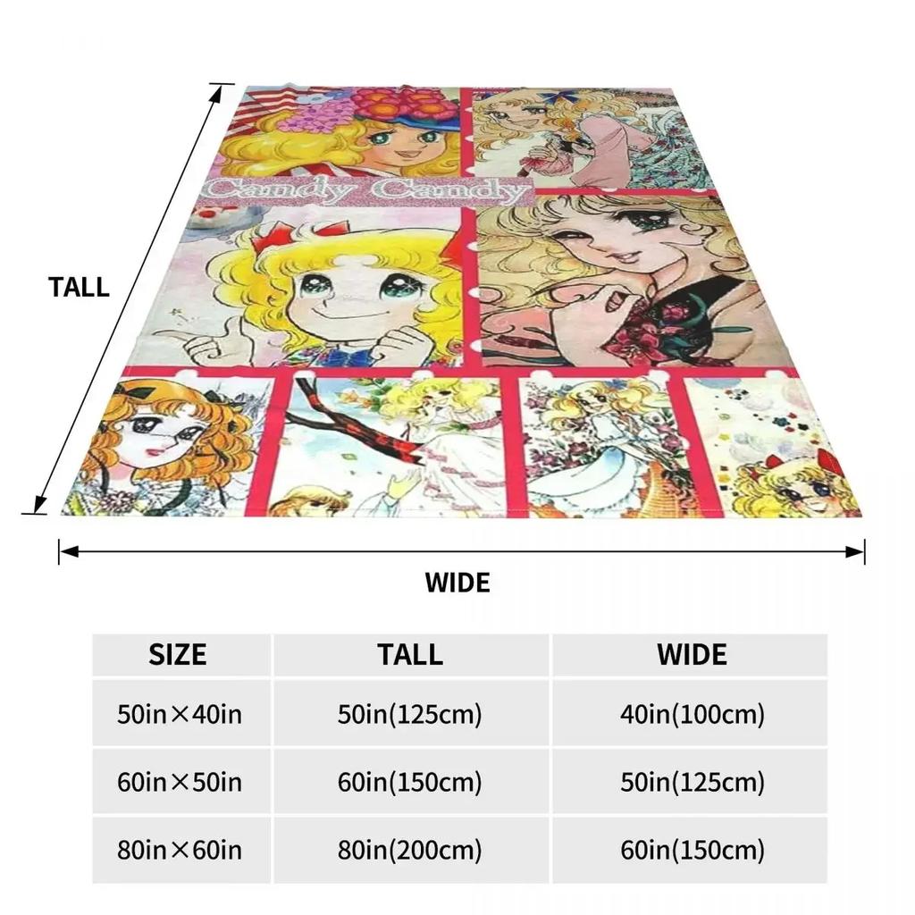 Candy Candy Cartoon Karomuster Decke Fleece Dekoration Japanischer Anime Super Warme Überwurfdecke für Bett Schlafzimmer Bettwäsche Überwürfe