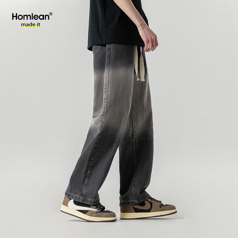 Homlean Herren SS506 Jeans im amerikanischen Retro-Loose-Stil
