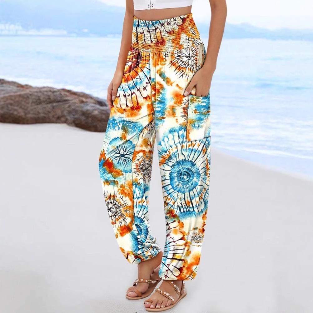 2025 New Style Spring/Summer Women's High-Waisted Printed Casual Long Pants