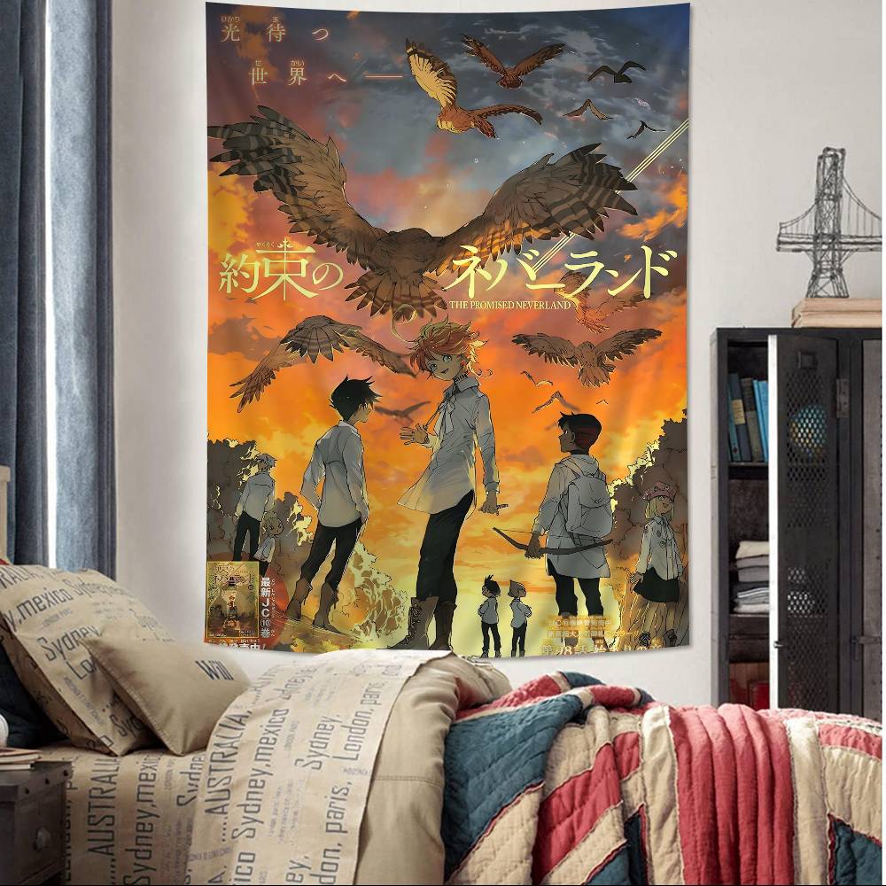 

Japanese Anime Cartoon The Promised Neverland Wall Tapestry Bohemian Wall Tapestries Mandala Wall Hanging Home Decor 74x94cm(29x37in)