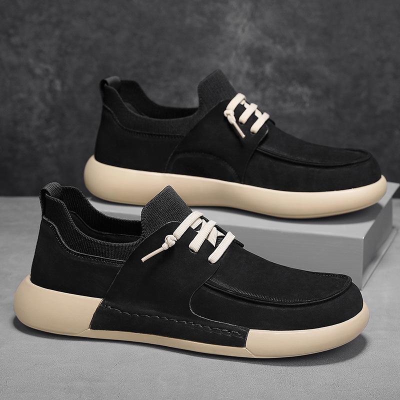 

Мужская повседневная обувь, удобные мужские мокасины, новинка 2025 года, мягкая кожа, нескользящая, износостойкая, мужская спортивная обувь Zapatos Para Hombre 39 чёрный