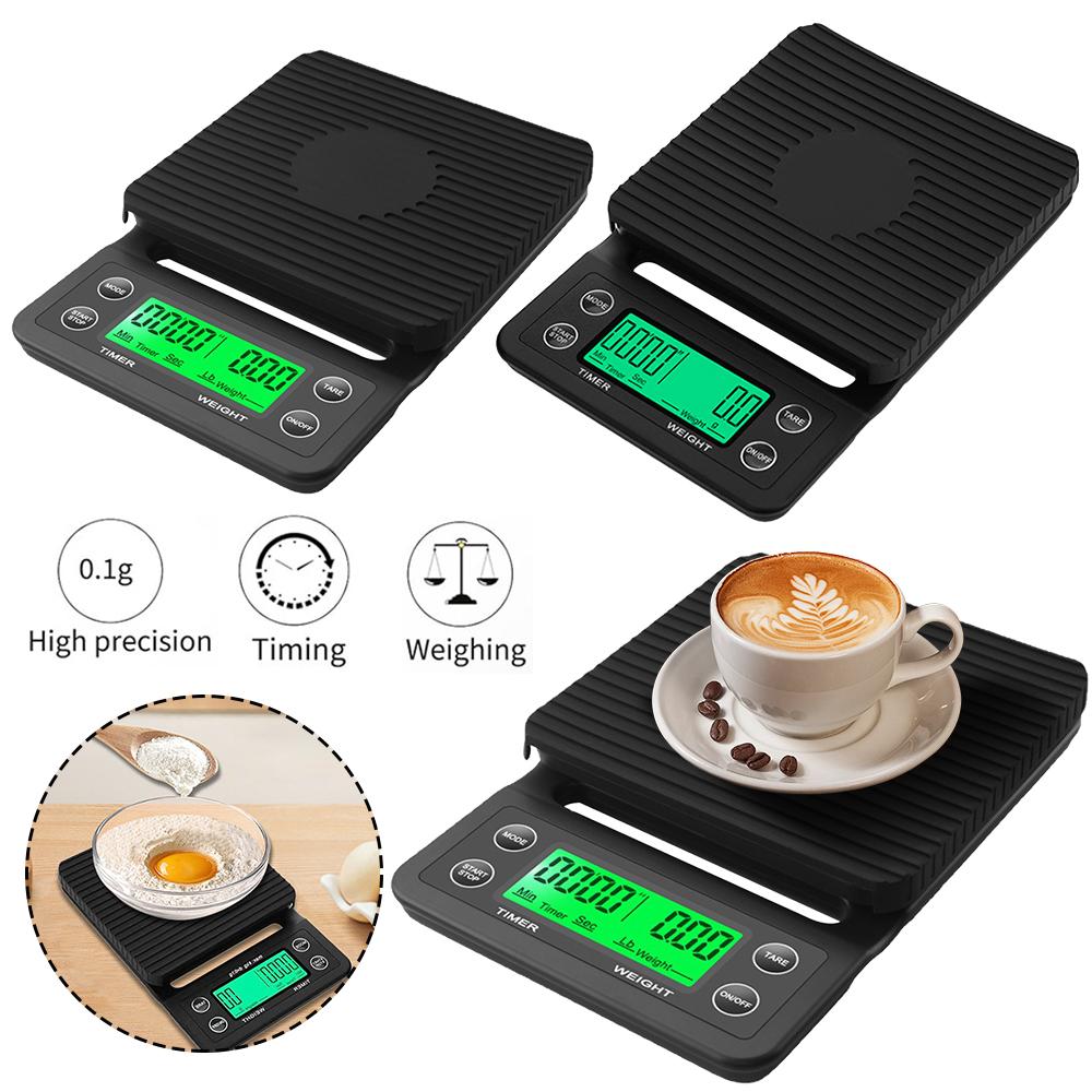 5/3kg LCD Kitchen Coffee Scale with Timing Digital Display Timer Coffee Weight Tool High Precision Measuring Precision LCD Scale