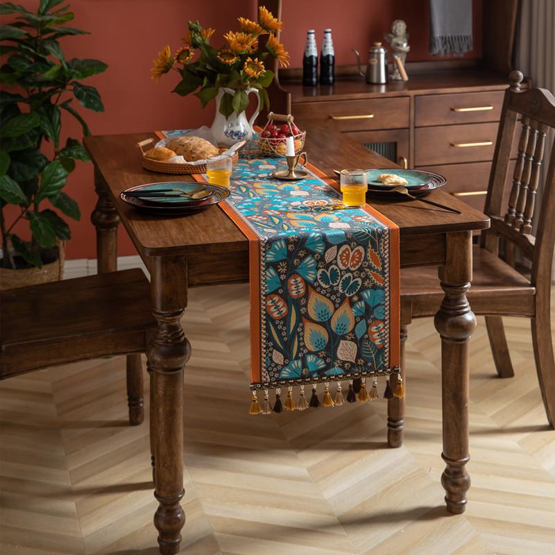 American Retro Jacquard Table Runner Dining Table Cloth Tea Table Cabinet Decorative Strip
