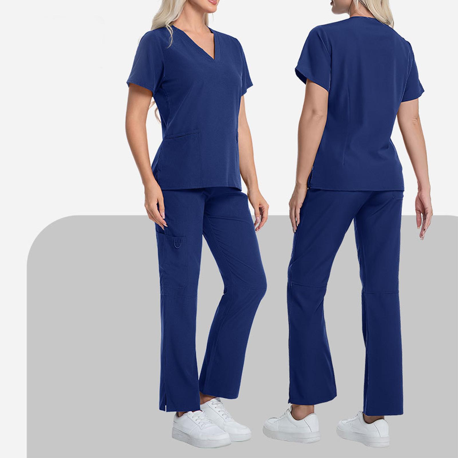 

Ladies Comfortable And Casual Solid Color Short Sleeved Pants Protective Suit Set XL Темно-синій