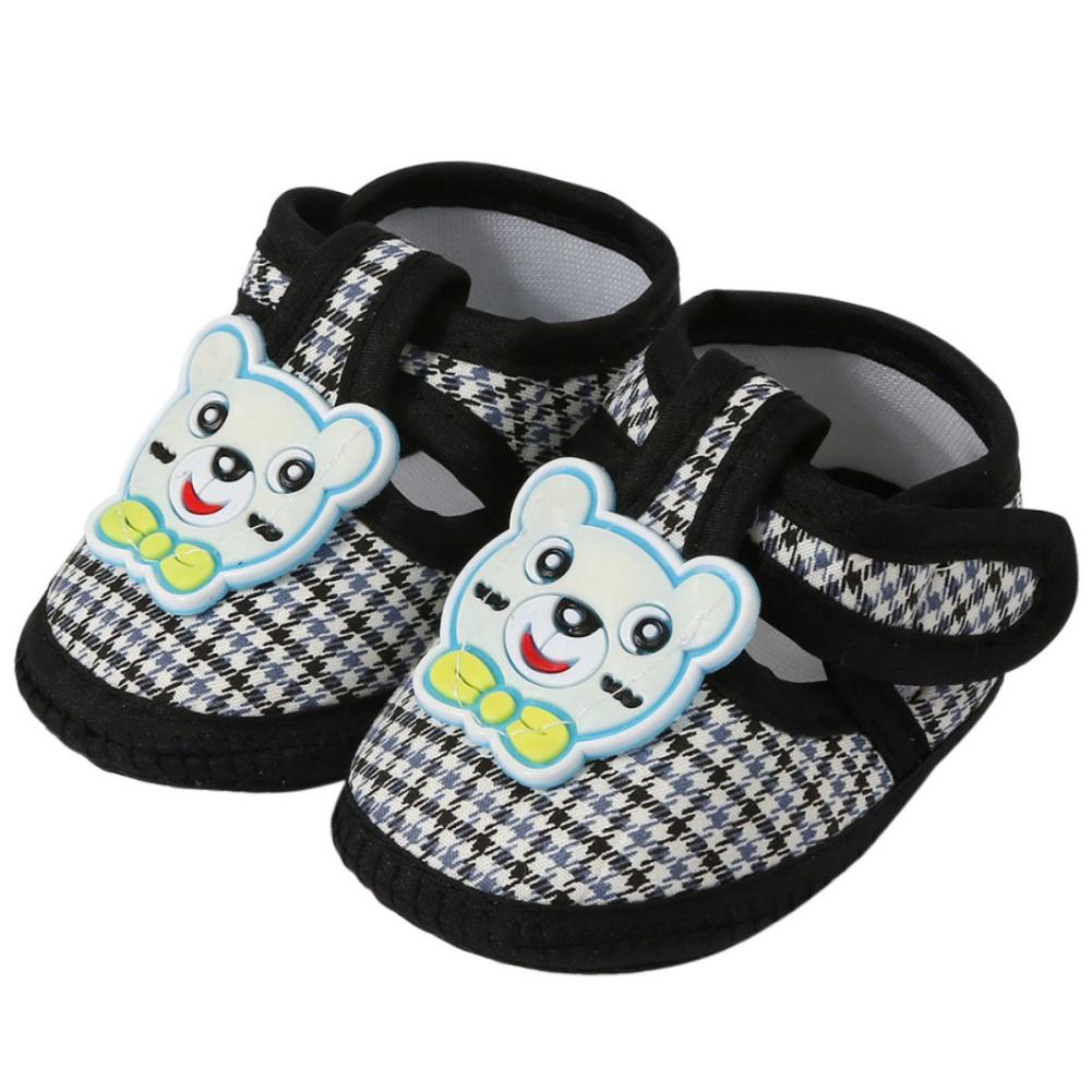 

Младенец Малыш Мультяшный Медведь Пинетки Холщовые Туфли На Плоской Подошве Обувь для Ходьбы 11
