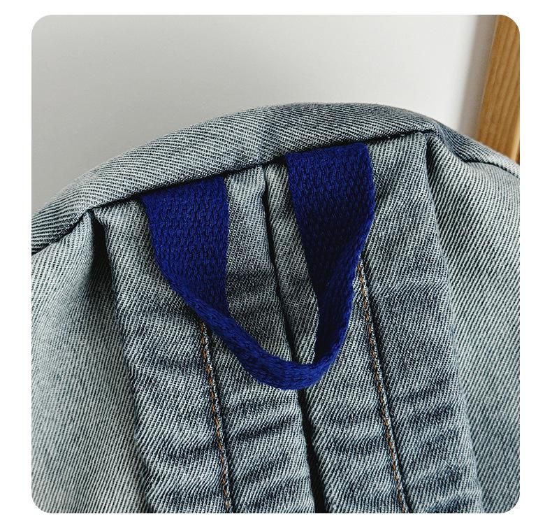 2025 Gradient Wash Star Design Retro Denim Backpack for Students