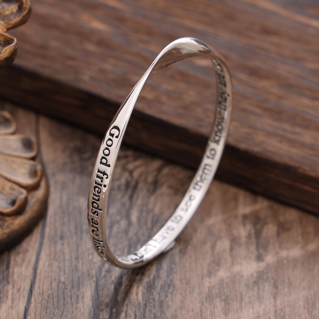 Original English lettering friendship alloy bracelet hip hop personality Mobius male and female friendship bracelet gift