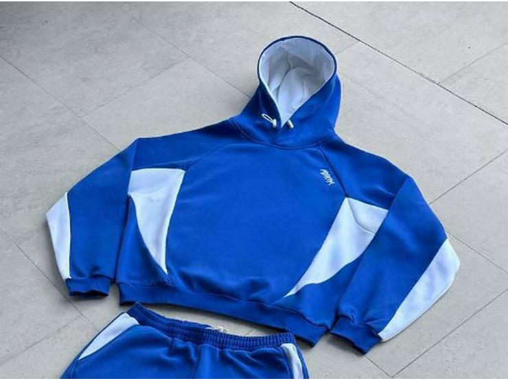 Y2K Color Block Embroidered Hoodie & Casual Sports Pants Set for Women