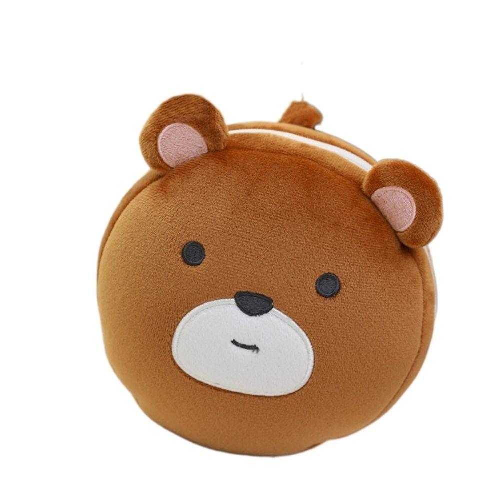 

Soft 2 in 1 Eye Mask Foldable Travel Folding Pillow Fashion Cartoon Eye Mask Pillow Office Worker Bear Brown