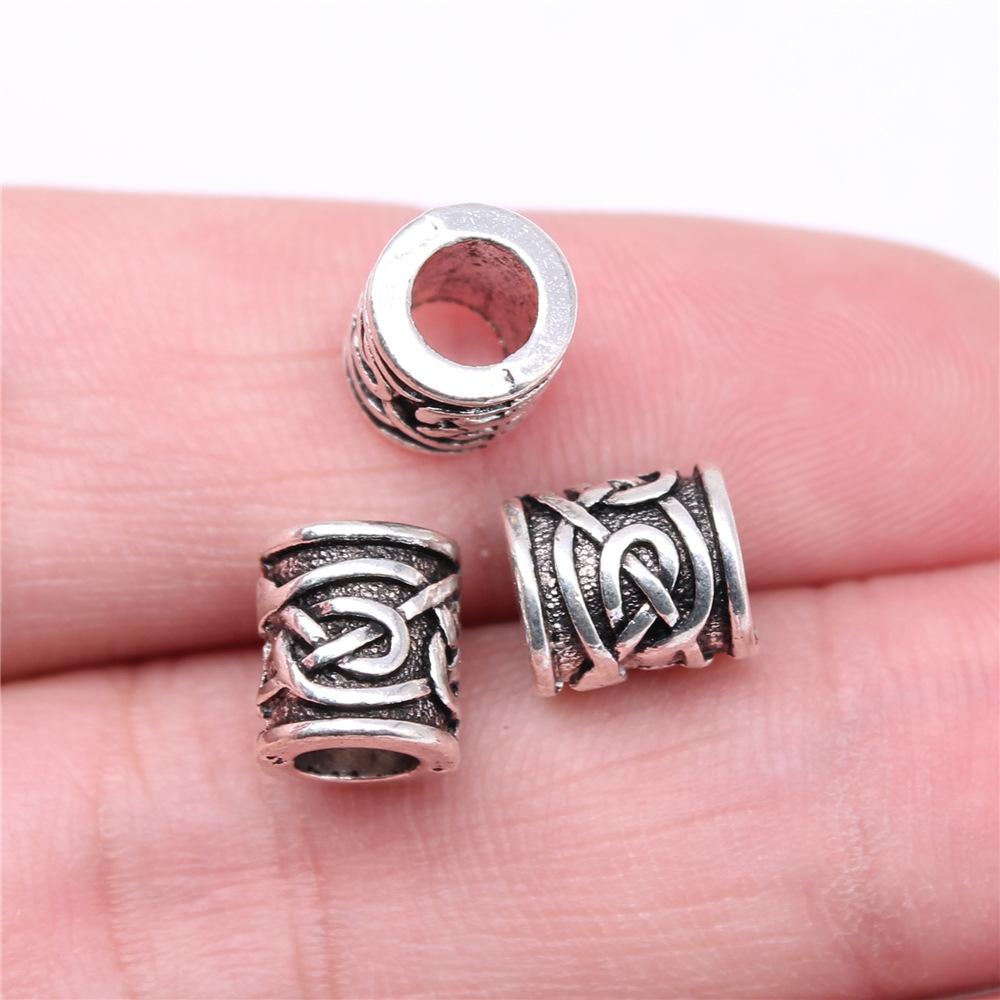 20pcs Big Hole Round Carved Spacer Beads For Jewelry Making Antique Silver Color DIY Crafts Making Findings Handmade Findings