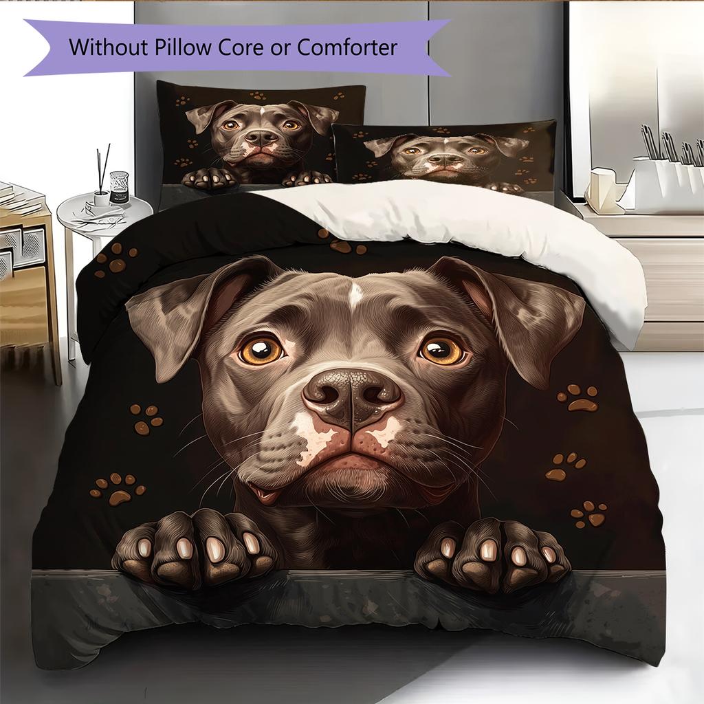 Black Pitbull Pattern Bedding Home Decoration Birthday Gift (1 * duvet cover + 2 * pillowcase, without core)