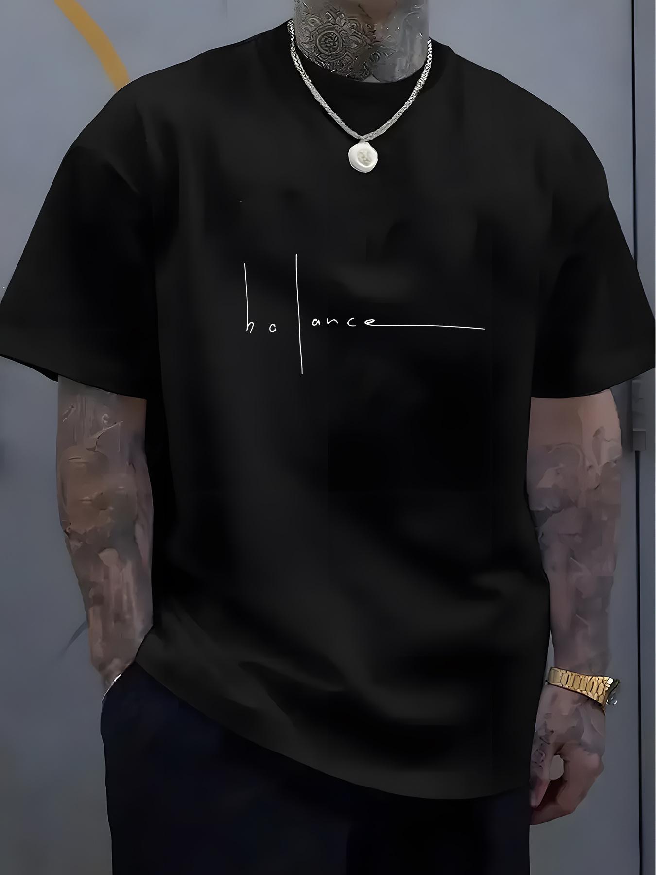 2026 Summer Mens ShortSleeved 100 Cotton Simple Letter Pattern Casual LooseTee Shirt S