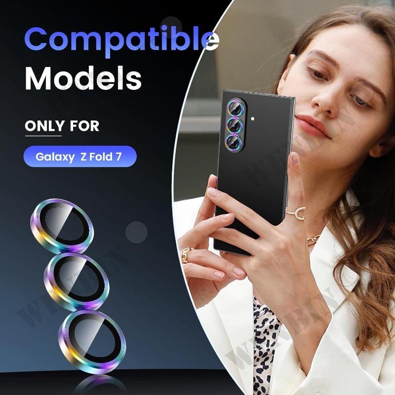 2 Pcs Camera Lens Protector For Samsung Z Fold 7 Diamond Metal Protective Glass For Samsung Galaxy Z Fold 6 Lens