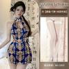 Sex underwear, uniform, pure desire retro printing hip-wrapped cheongsam set, temptation to hang the neck to avoid showing the chest