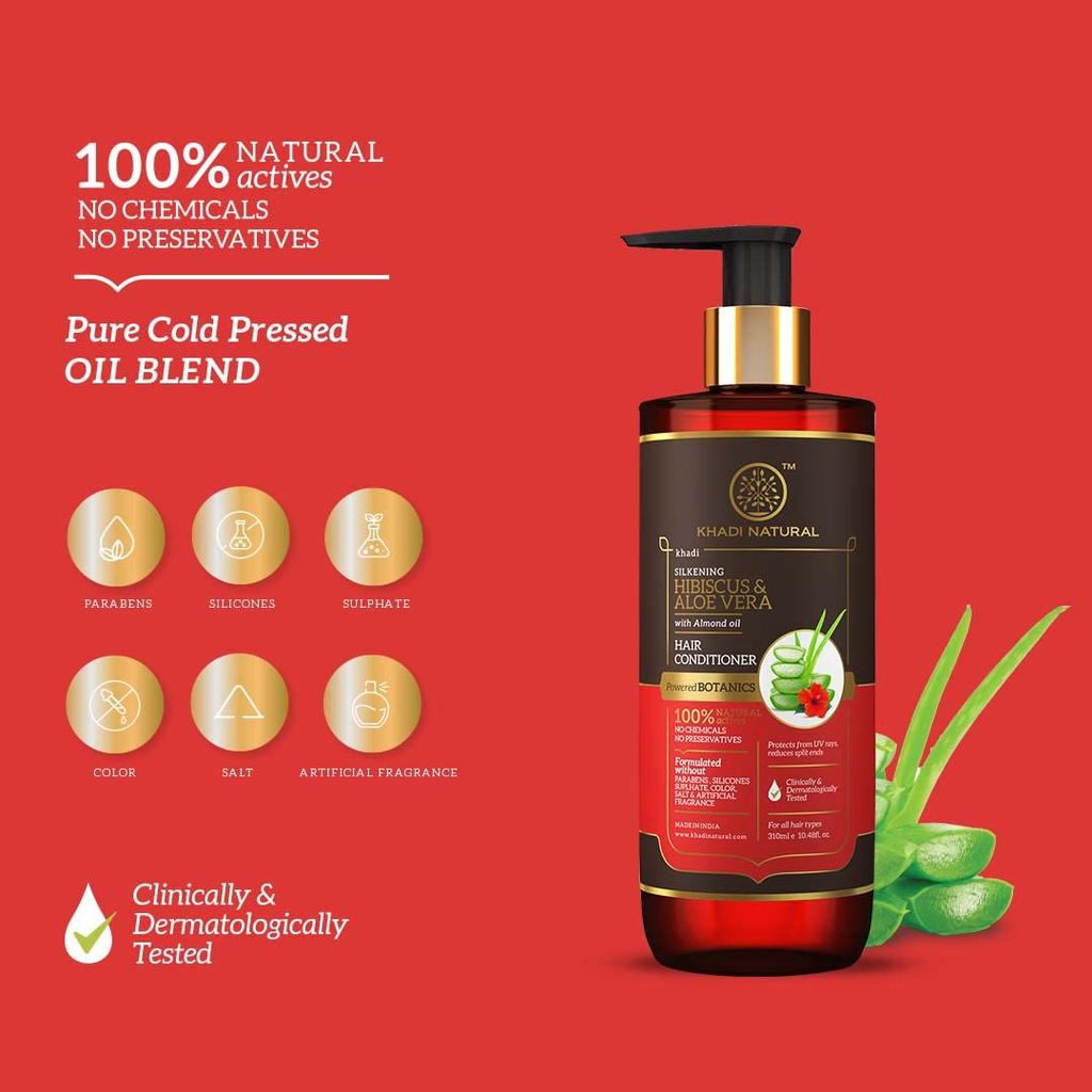 KHADI NATURAL Powered Botanics Hibiscus Aloe Vera Hair Conditioner 310ml Frizz Free Soft Manageable Hair