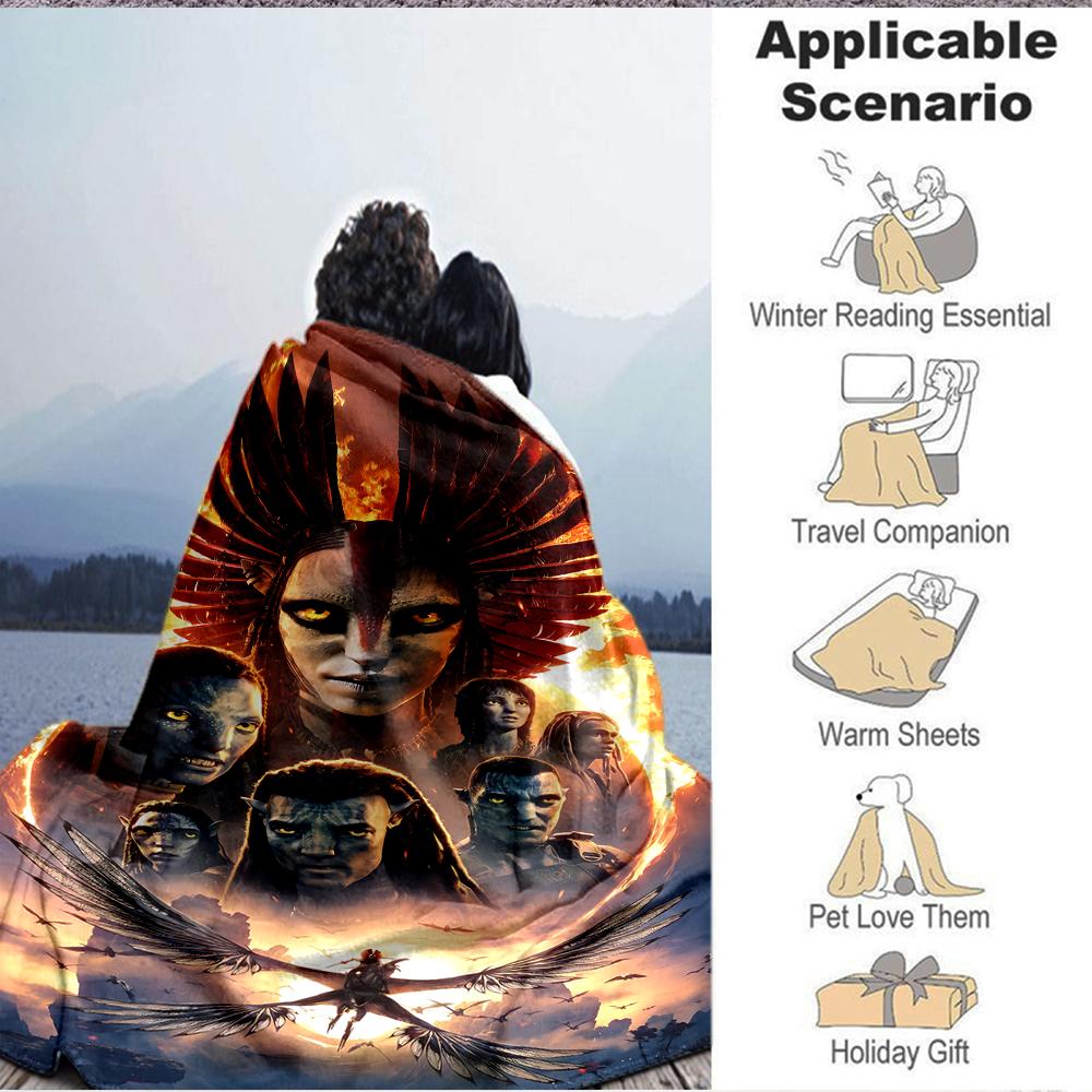 1Pc Alien Creatures Fiery Sky Flannel Blanket, Soft And Comfortable, Casual Warm, Camping Travel, Christmas, Halloween Xmas Gift. G148