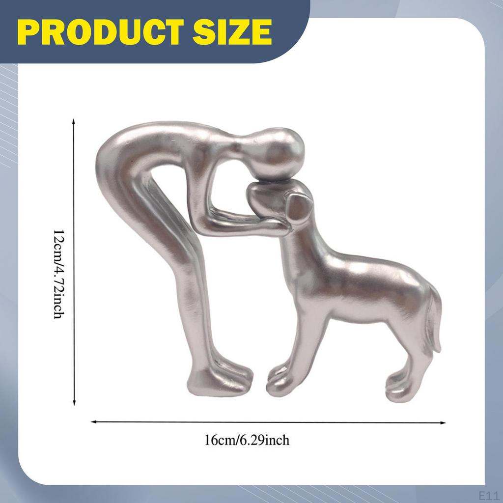 Human And Dog Figure, Resin Sculpture, Unique Gift for , Ornament, Statue Office, Party,