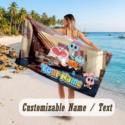 Personalized Beach Towel,Amazing World of Gumball Custom Printed Name Text, Super Absorbent Towel For Beach Vacation