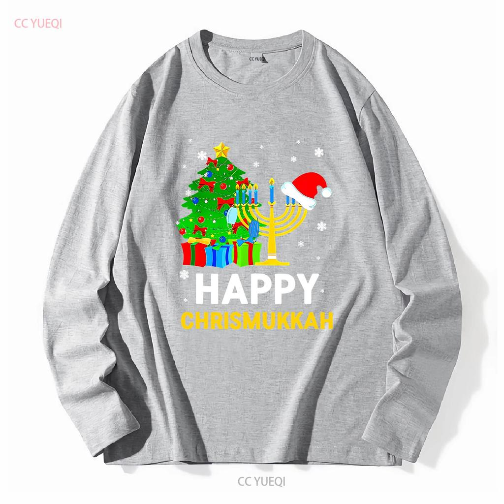 Happy Chrismukkah Funny Hanukkah And Christmas 2022 Pajama T Shirt Vintage Washed Comfortable Slightly Soft Fashion Homme