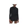 Victory Solid Color Stand Collar Half Zip Quick Dry Long Sleeve T-Shirt Women Tops Black CV4698-010