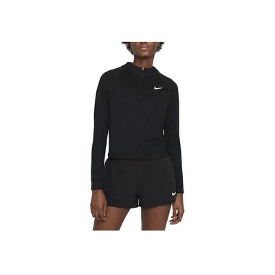 Victory Solid Color Stand Collar Half Zip Quick Dry Long Sleeve T-Shirt Women Tops Black CV4698-010