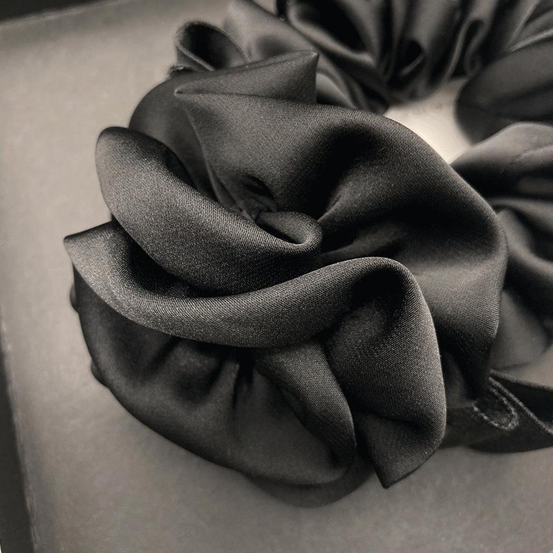 French Rose Satin Scrunchie: Elastic Korean-Style Ponytail Hair Accessory