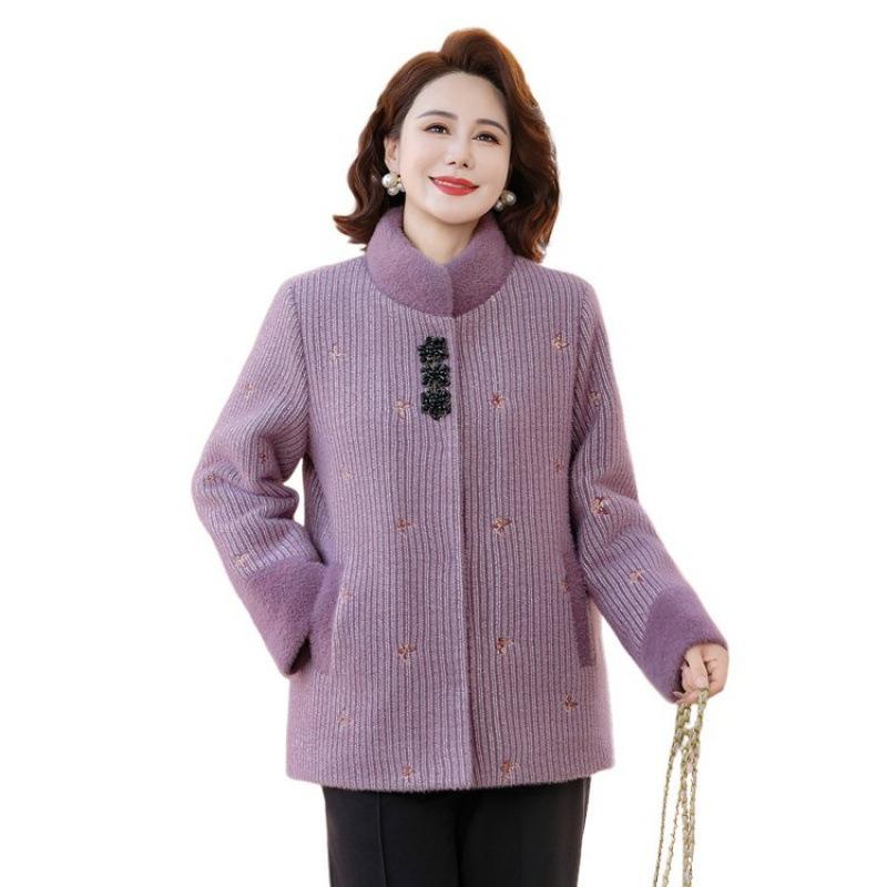 Winter New Mother Mink Noble Coat Woolen Medium and Old Velvet Thickened Cardigan Top Short