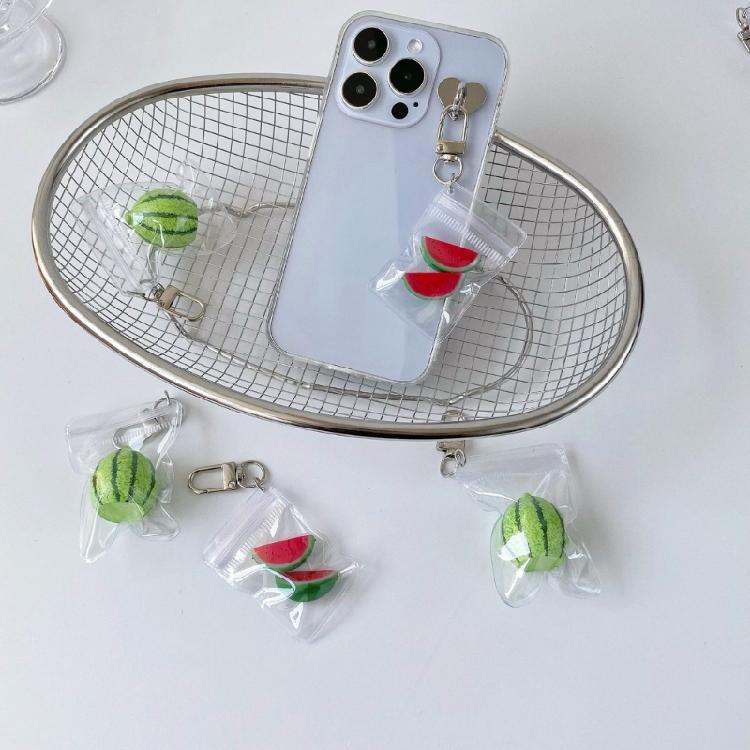 Summer Korean Style Watermelon Keychain Sturdy Alloy Key Ring Cute Phone Charm Gift For Teens