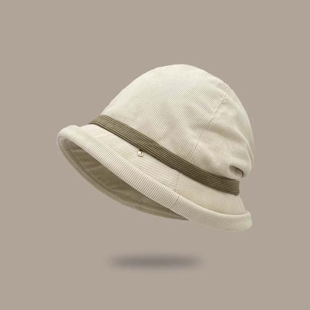 Temperament Corduroy Pullover Cap Warmer Anti-cold Bucket Hat Elegant Winter Fisherman Hat  Outdoor