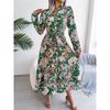 Women's Long Dress Summer Long Sleeve Vintage Floral Lapel Tied Shirt Dress Women Fashion Single Breasted Loose Casual Office Ladies Dresses